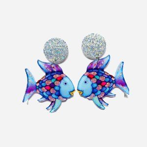 Rainbow fish earrings/ Rainbow fish Dangle Drop earrings/ literacy week/teacher